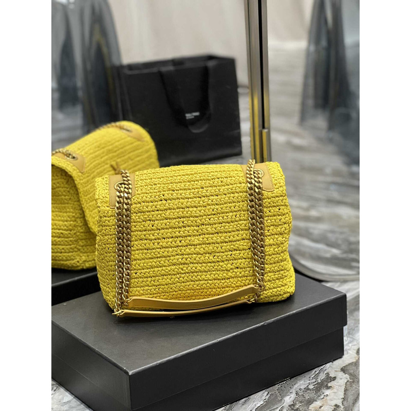 Saint Laurent Niki Medium Crocheted Shoulder Bag Yellow