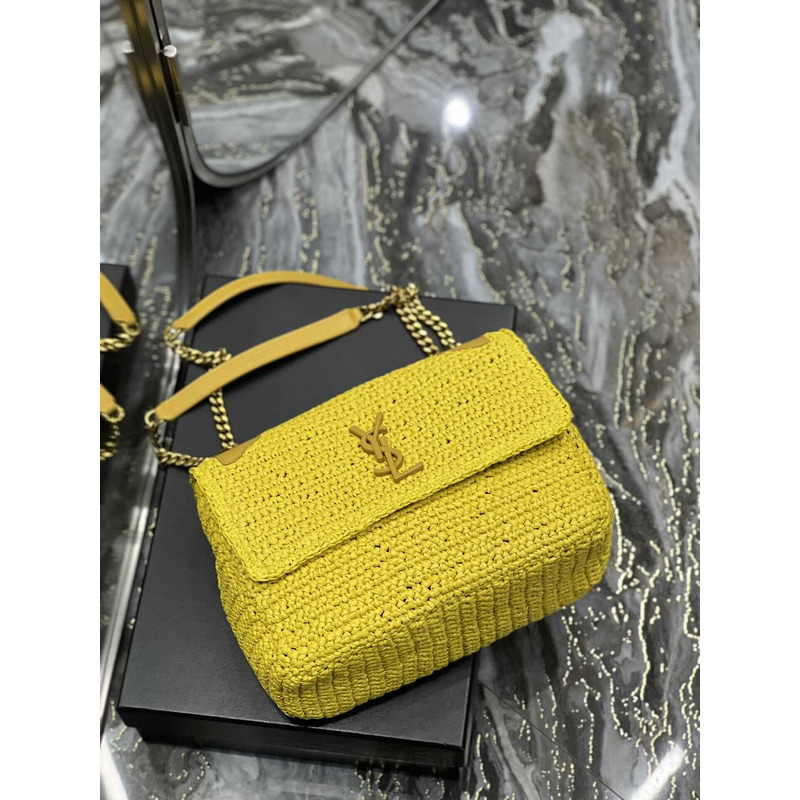 Saint Laurent Niki Medium Crocheted Shoulder Bag Yellow