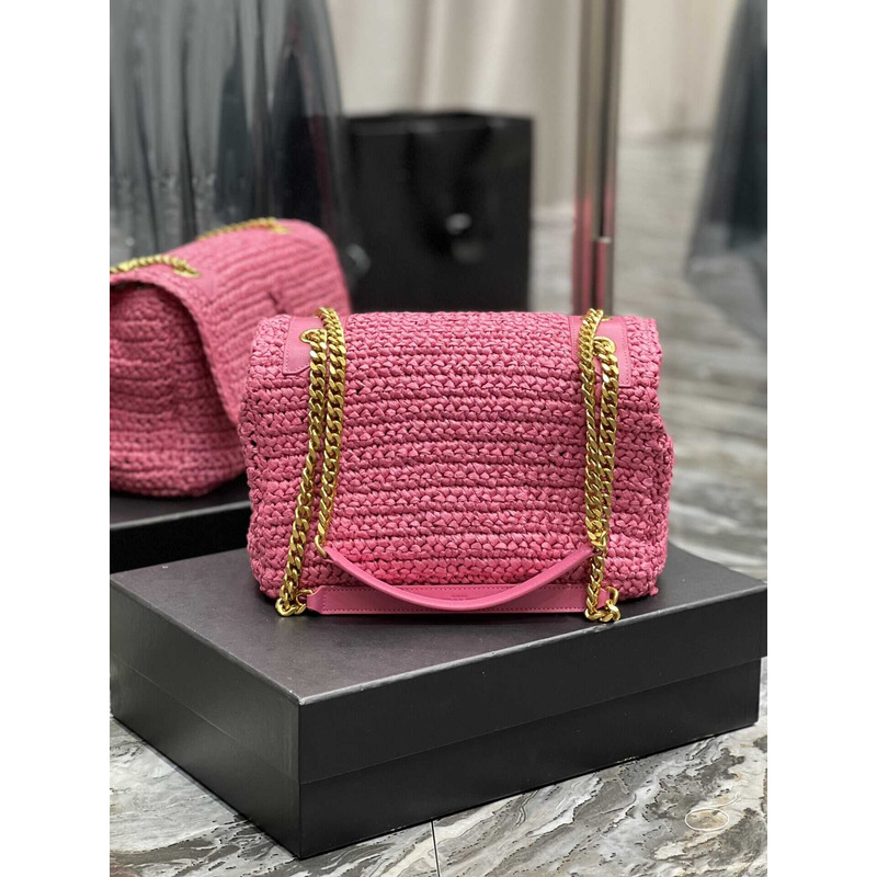 Saint Laurent Niki Medium Crocheted Shoulder Bag Pink