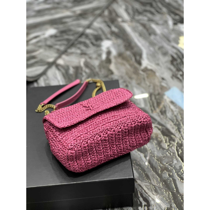 Saint Laurent Niki Small Crocheted Shoulder Bag Pink