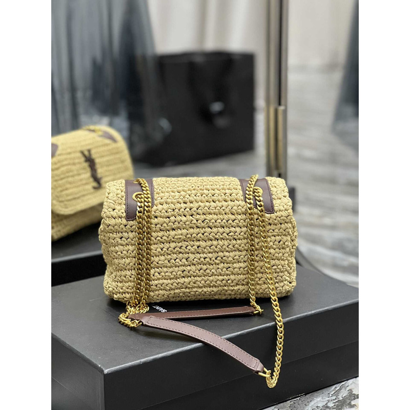 Saint Laurent Niki Small Crocheted Shoulder Bag Beige