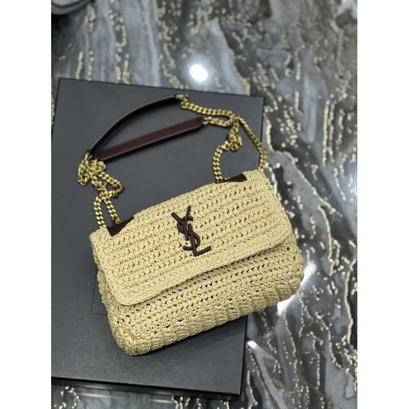 Saint Laurent Niki Small Crocheted Shoulder Bag Beige