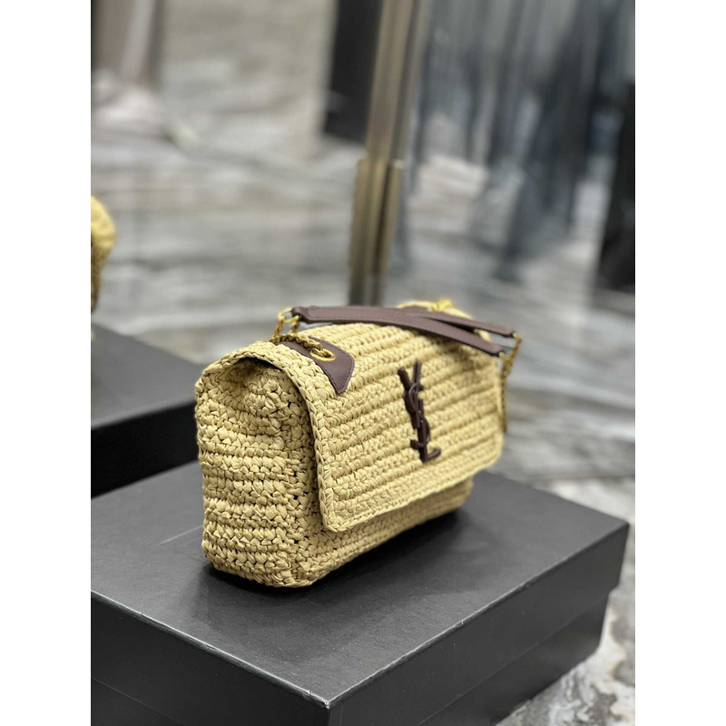 Saint Laurent Niki Small Crocheted Shoulder Bag Beige