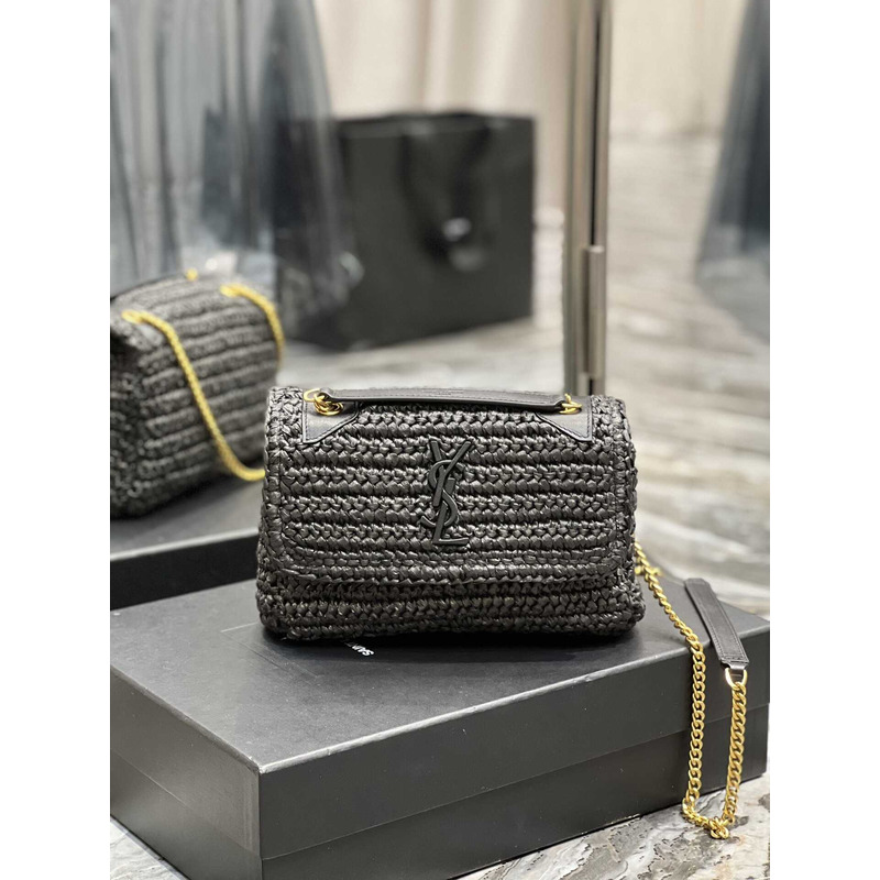 Saint Laurent Niki Small Crocheted Shoulder Bag Black