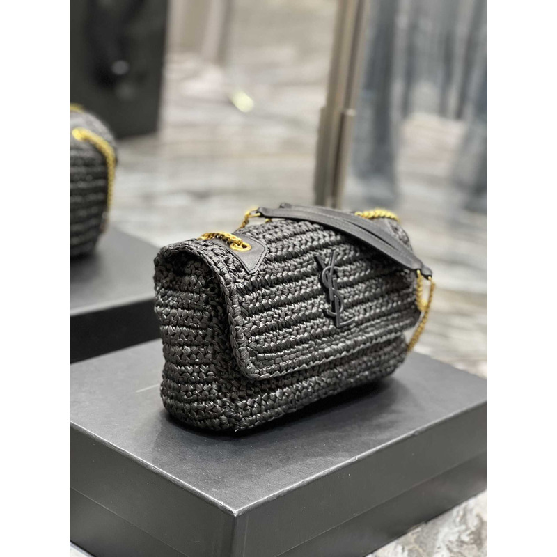 Saint Laurent Niki Small Crocheted Shoulder Bag Black