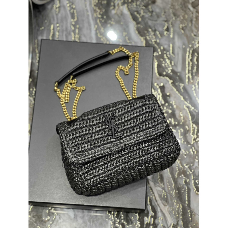 Saint Laurent Niki Small Crocheted Shoulder Bag Black