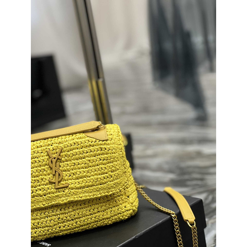 Saint Laurent Niki Small Crocheted Shoulder Bag Yellow