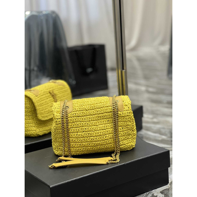 Saint Laurent Niki Small Crocheted Shoulder Bag Yellow