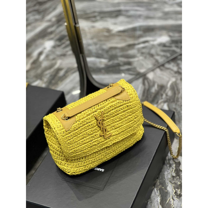 Saint Laurent Niki Small Crocheted Shoulder Bag Yellow