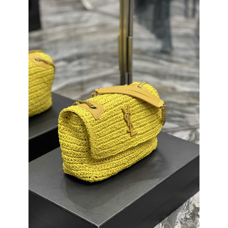 Saint Laurent Niki Small Crocheted Shoulder Bag Yellow