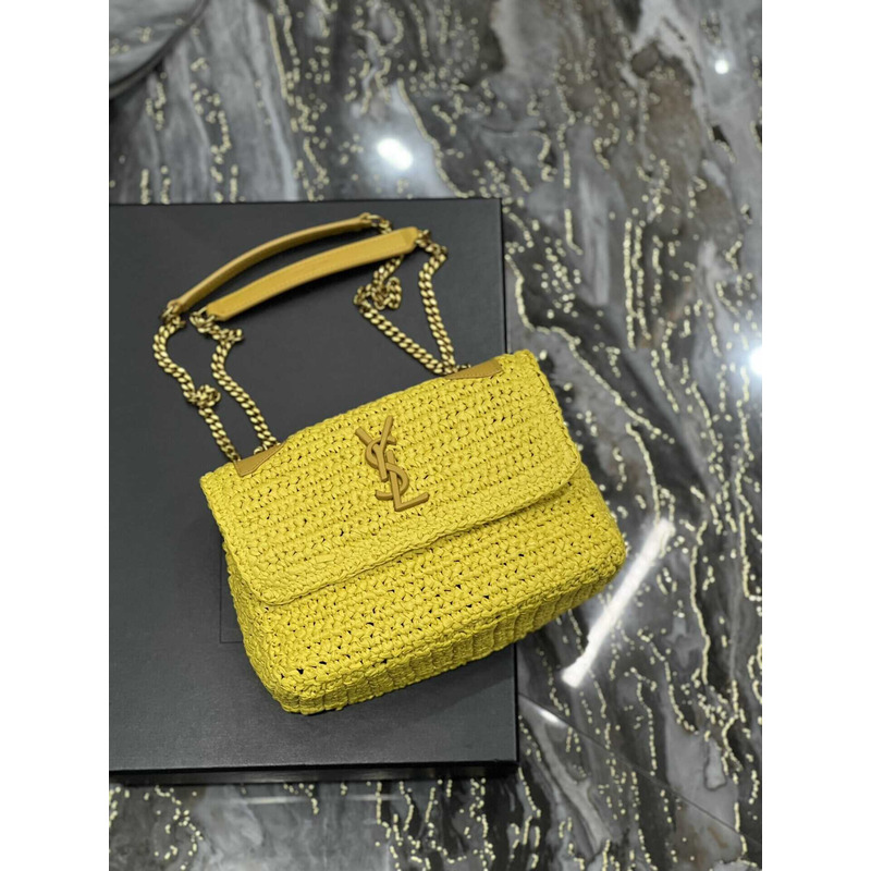 Saint Laurent Niki Small Crocheted Shoulder Bag Yellow