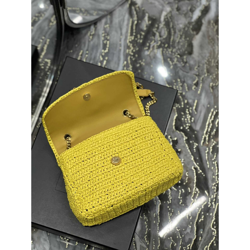 Saint Laurent Niki Small Crocheted Shoulder Bag Yellow