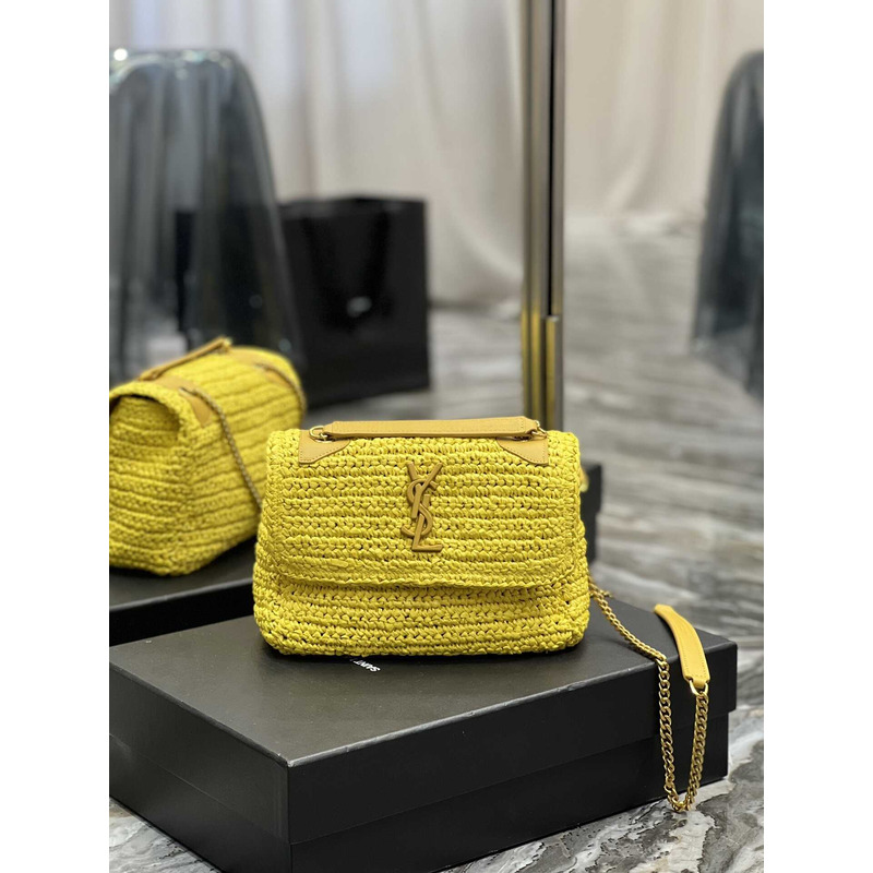 Saint Laurent Niki Small Crocheted Shoulder Bag Yellow