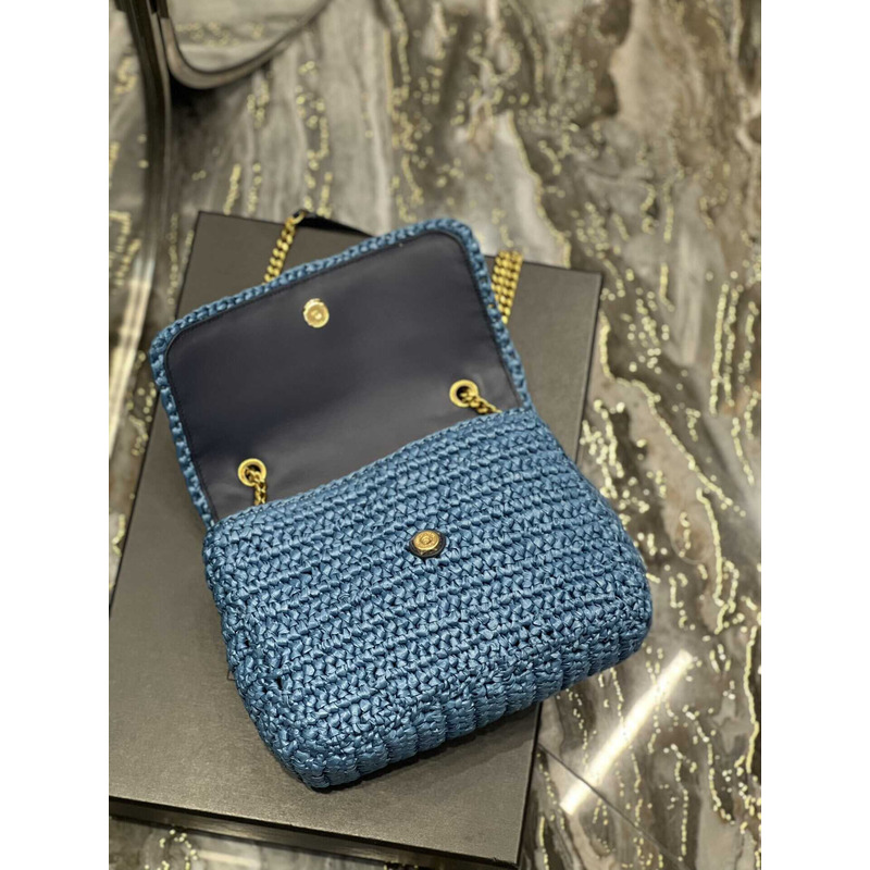 Saint Laurent Niki Small Crocheted Shoulder Bag Blue