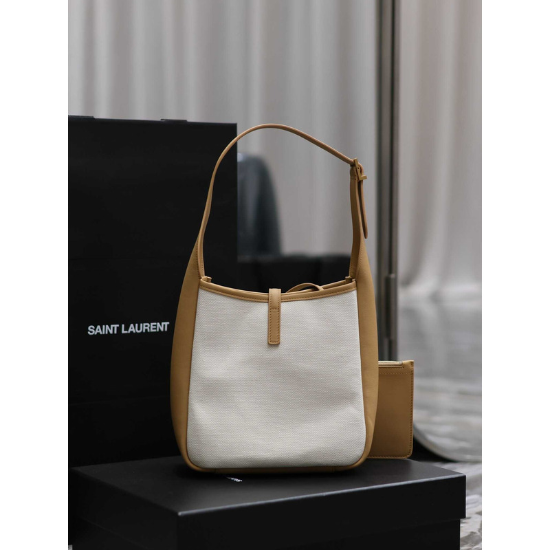 Saint Laurent Le5a7 Hobo Bag Small Yellow And White