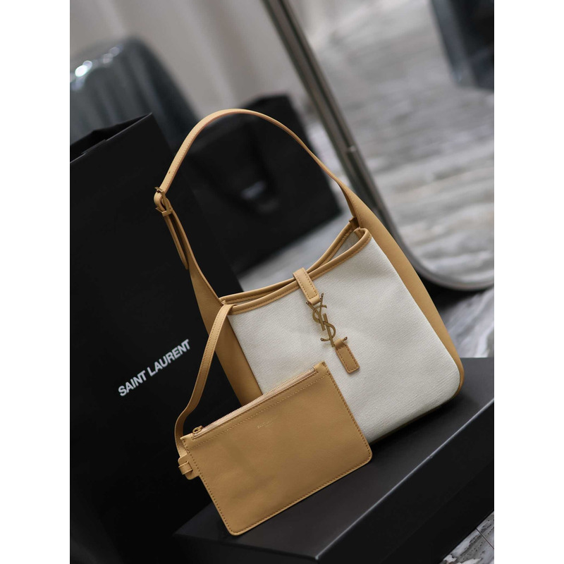 Saint Laurent Le5a7 Hobo Bag Small Yellow And White