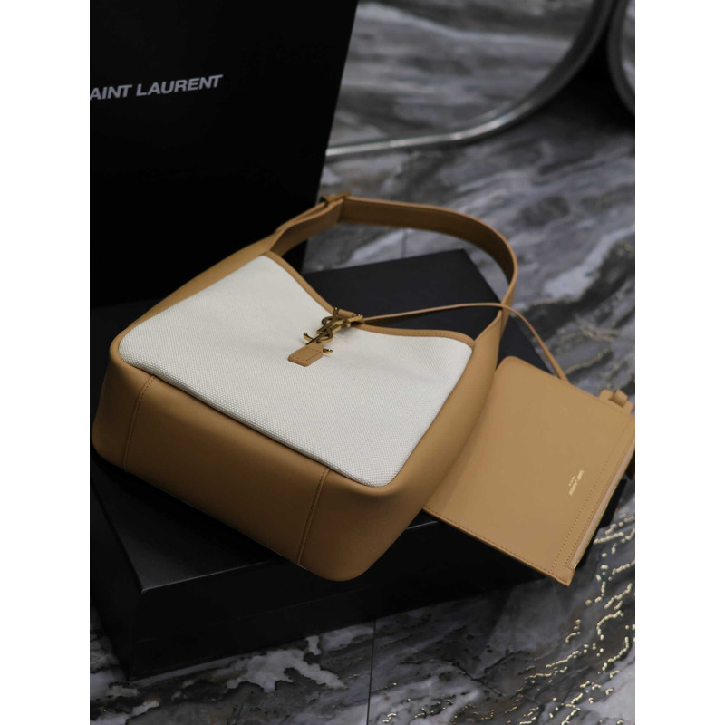 Saint Laurent Le5a7 Hobo Bag Small Yellow And White