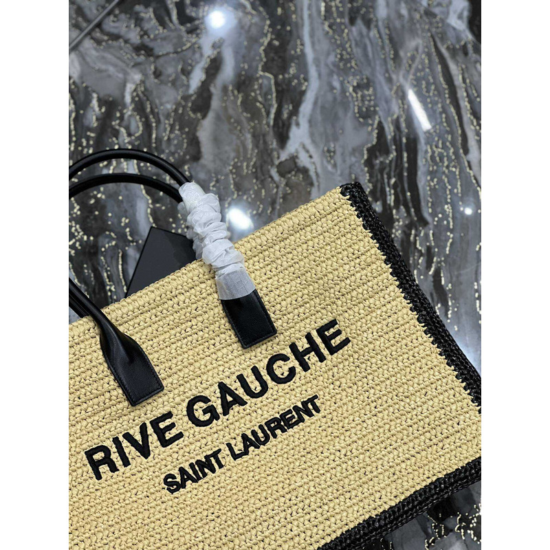 Saint Laurent Rive Gauche Straw Vertical Shopping Bag