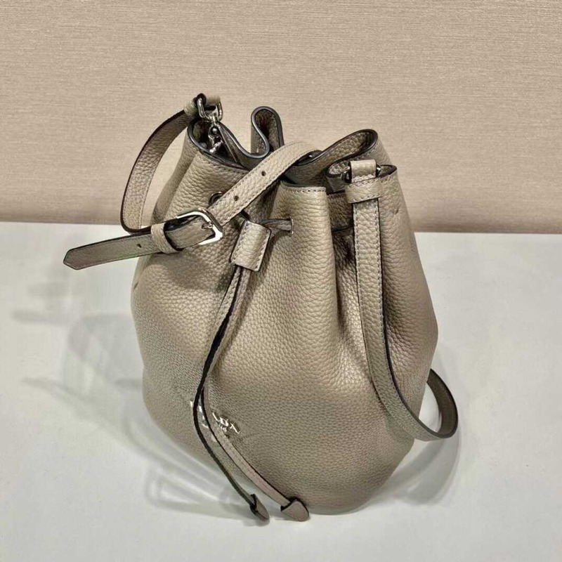 Pra*a leather bucket bag brown