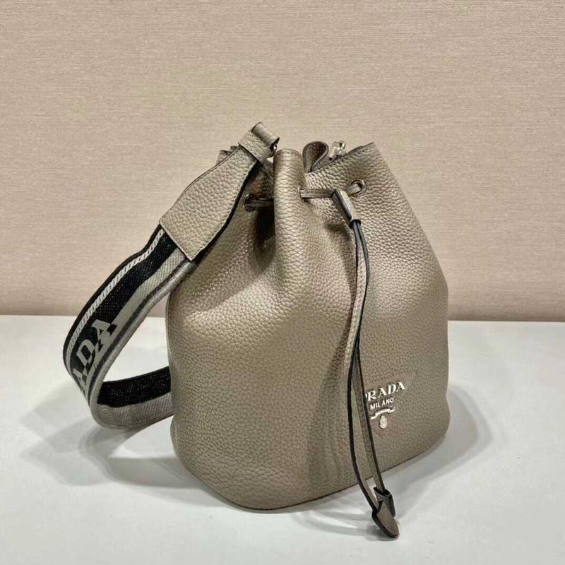 Pra*a leather bucket bag brown