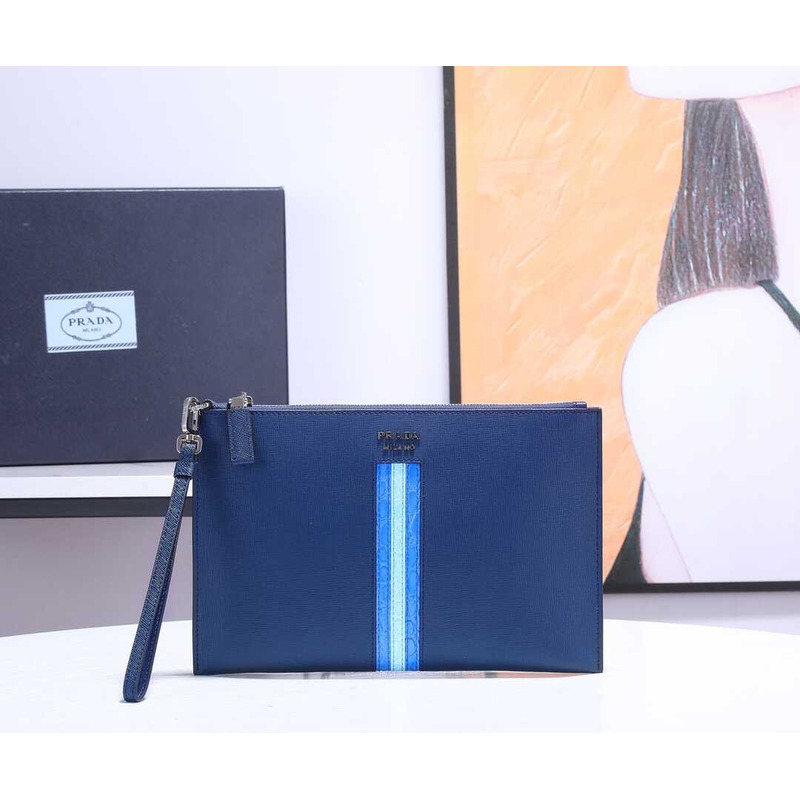 Pra*a leather pouch blue