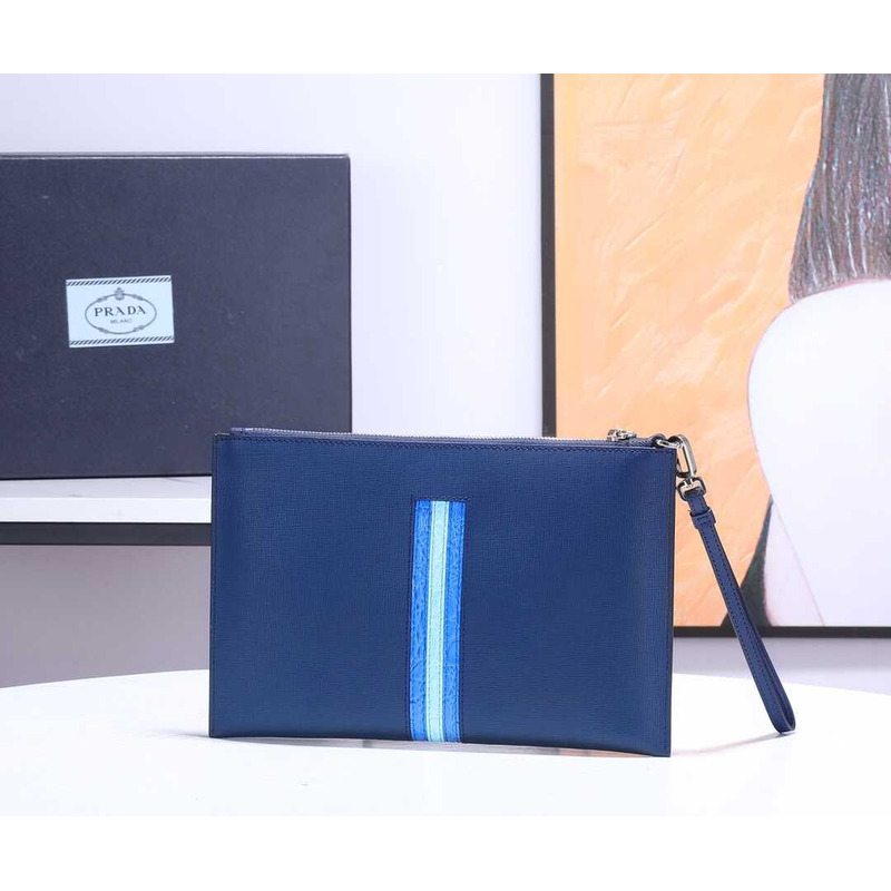 Pra*a leather pouch blue