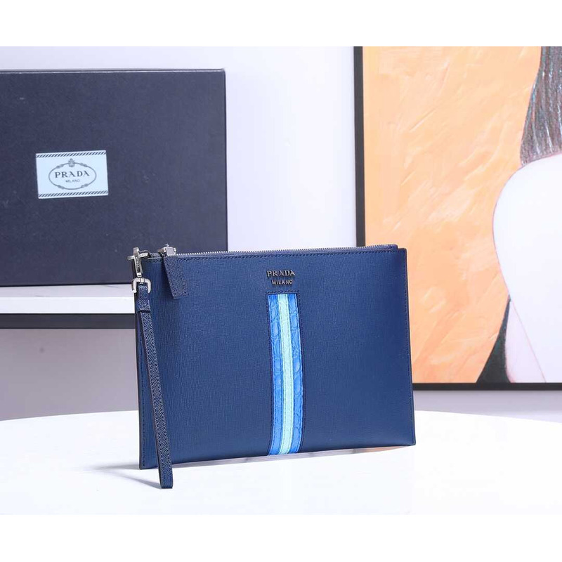 Pra*a leather pouch blue