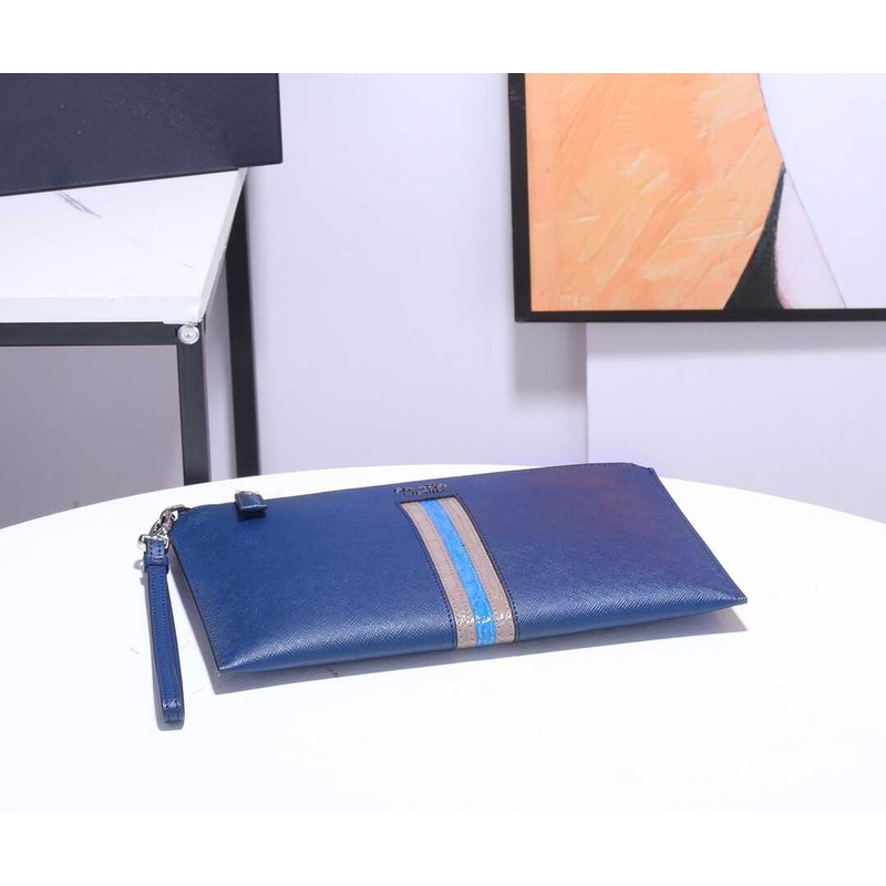 Pra*a leather pouch blue