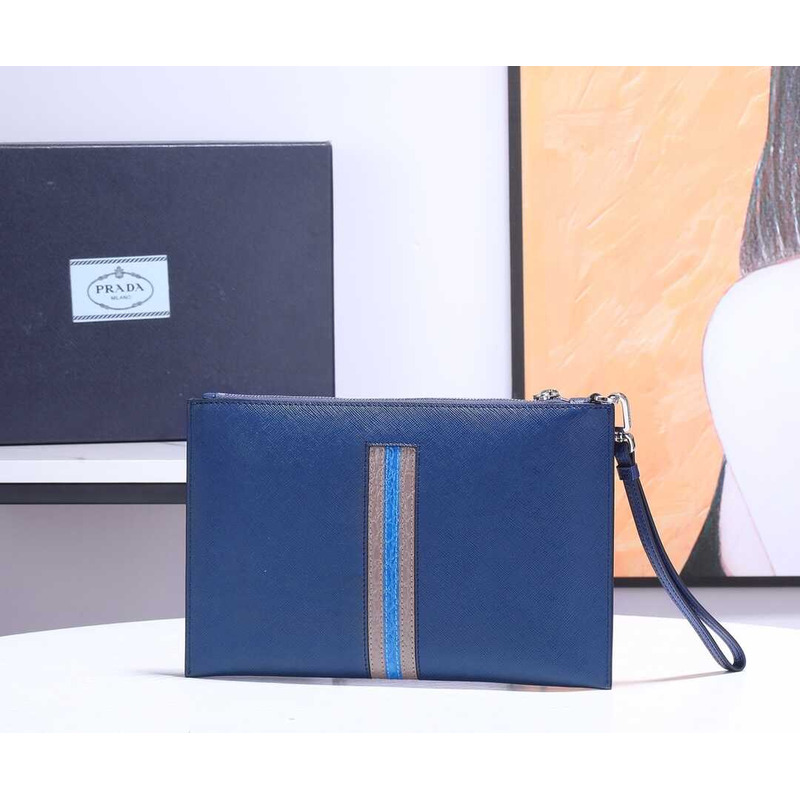 Pra*a leather pouch blue