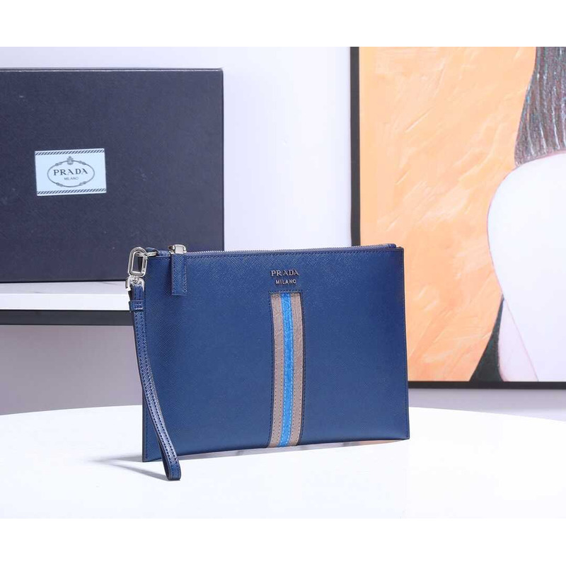 Pra*a leather pouch blue