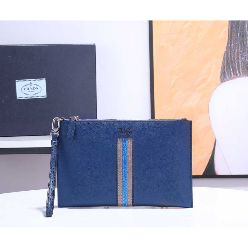 Pra*a leather pouch blue