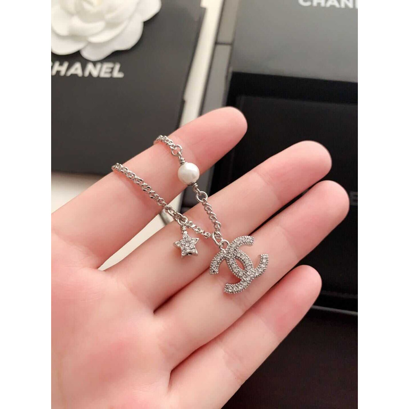 Ch*el crystal cc star bracelet