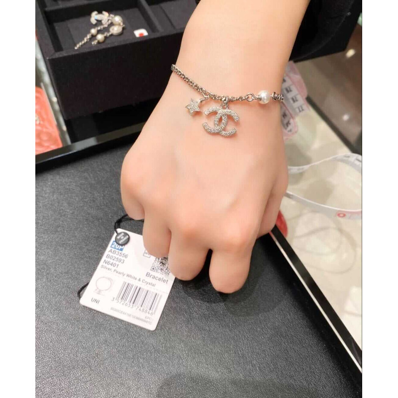 Ch*el crystal cc star bracelet