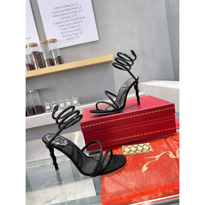 Rene Caovilla Margot High Heel Sandals Black