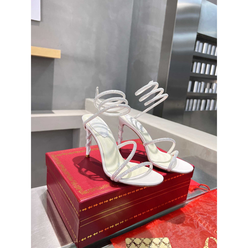 Rene Caovilla Margot High Heel Sandals White