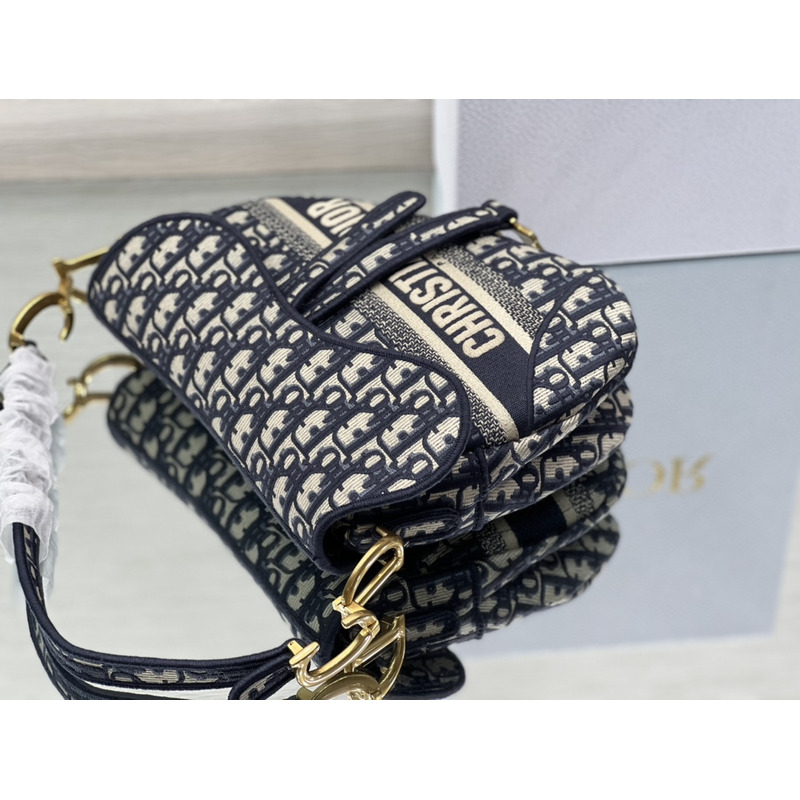 D*or saddle bag blue D*or oblique embroidery