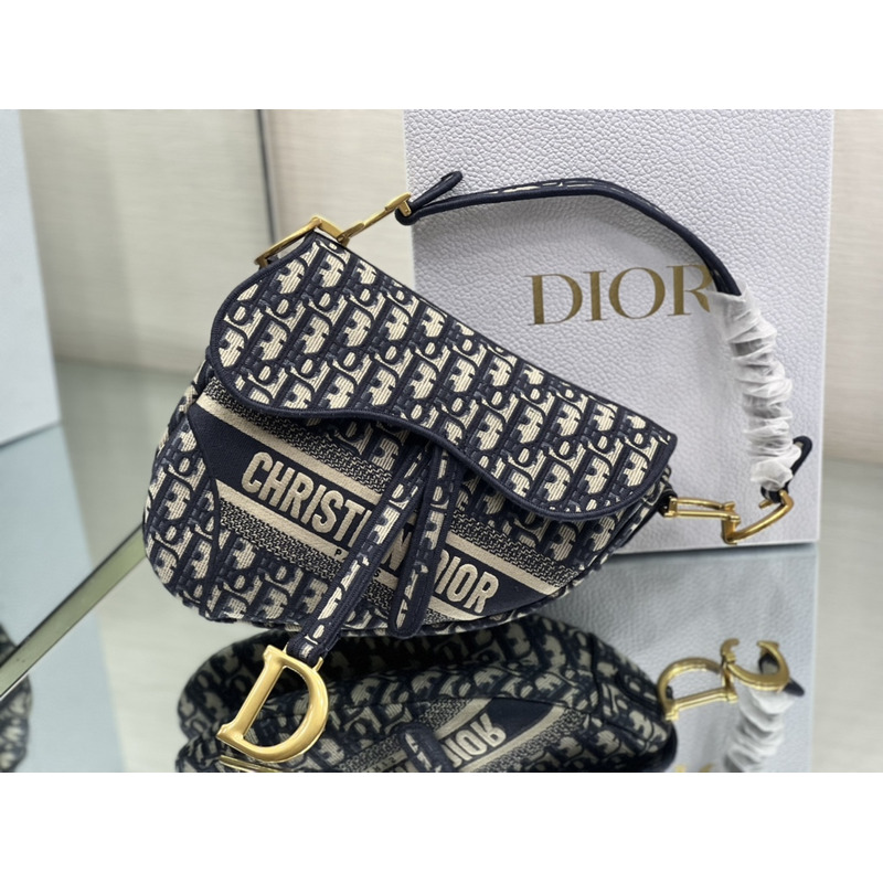 D*or saddle bag blue D*or oblique embroidery