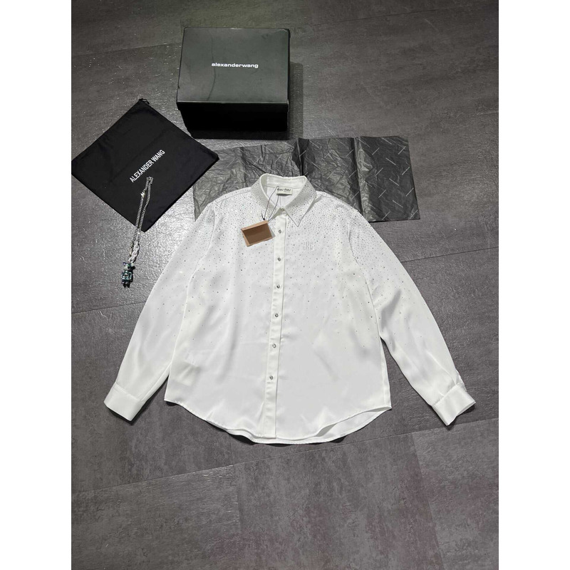 Miu Miu Logo Long Sleeves Shirt White