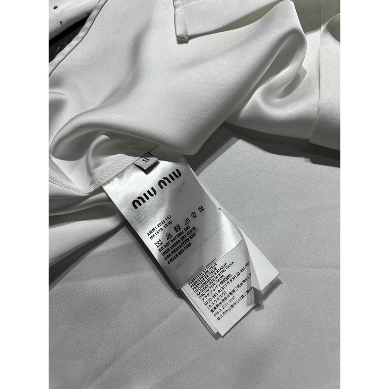 Miu Miu Logo Long Sleeves Shirt White