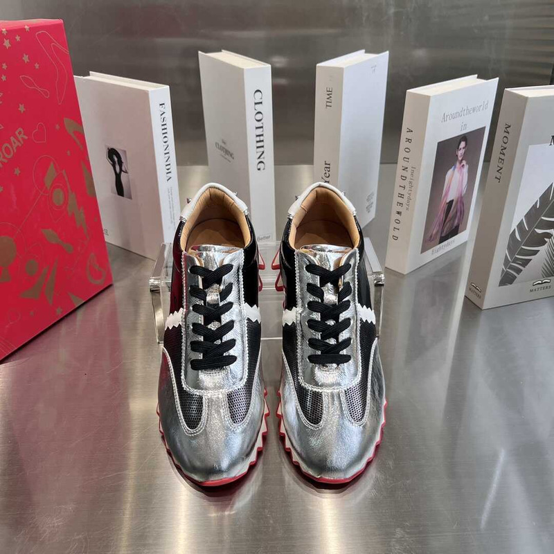 Ch**an louboutin loubishark silver black sneakers