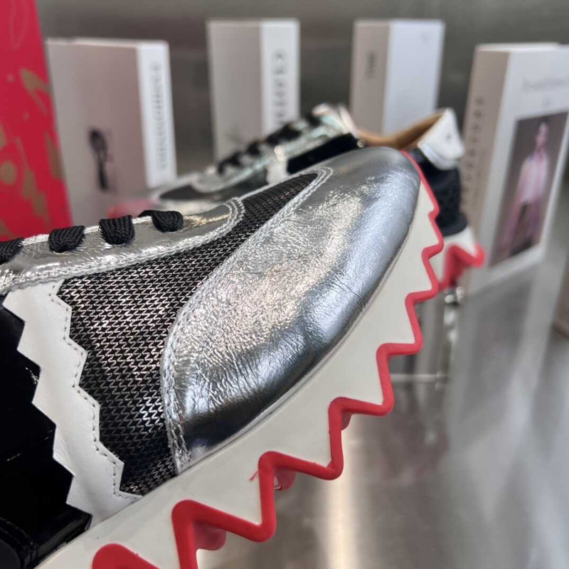 Ch**an louboutin loubishark silver black sneakers