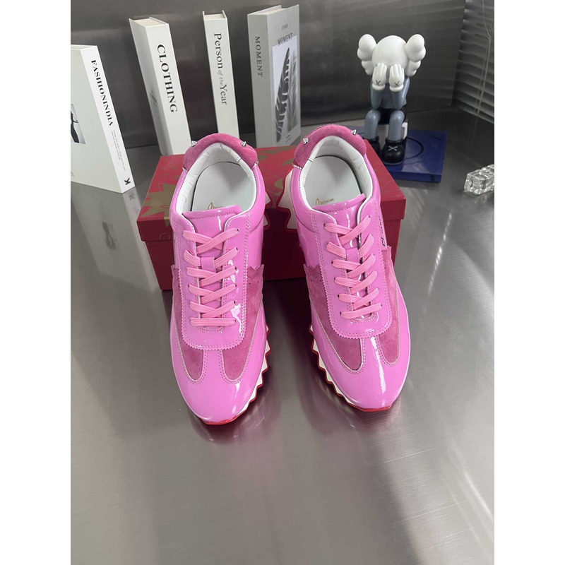 Ch**an louboutin loubishark leather low-top sneakers in gummy pink