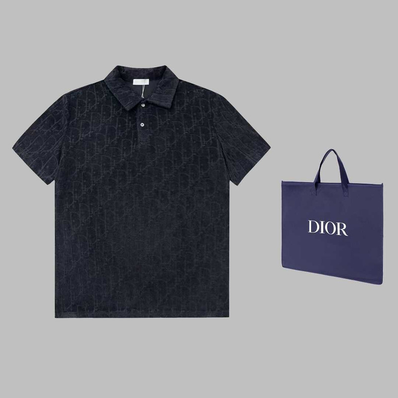 D*or cotton polo shirt black