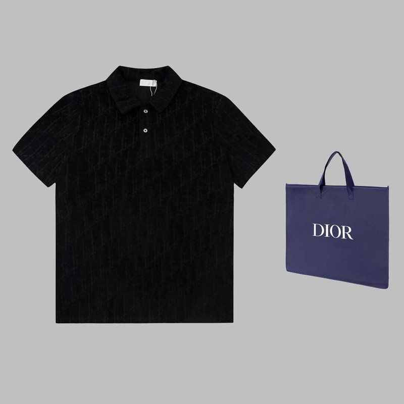 D*or cotton polo shirt black