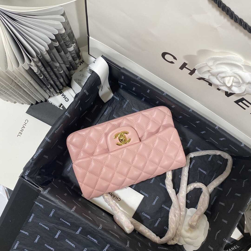 Ch*el classic flap mini shoulder bag pink