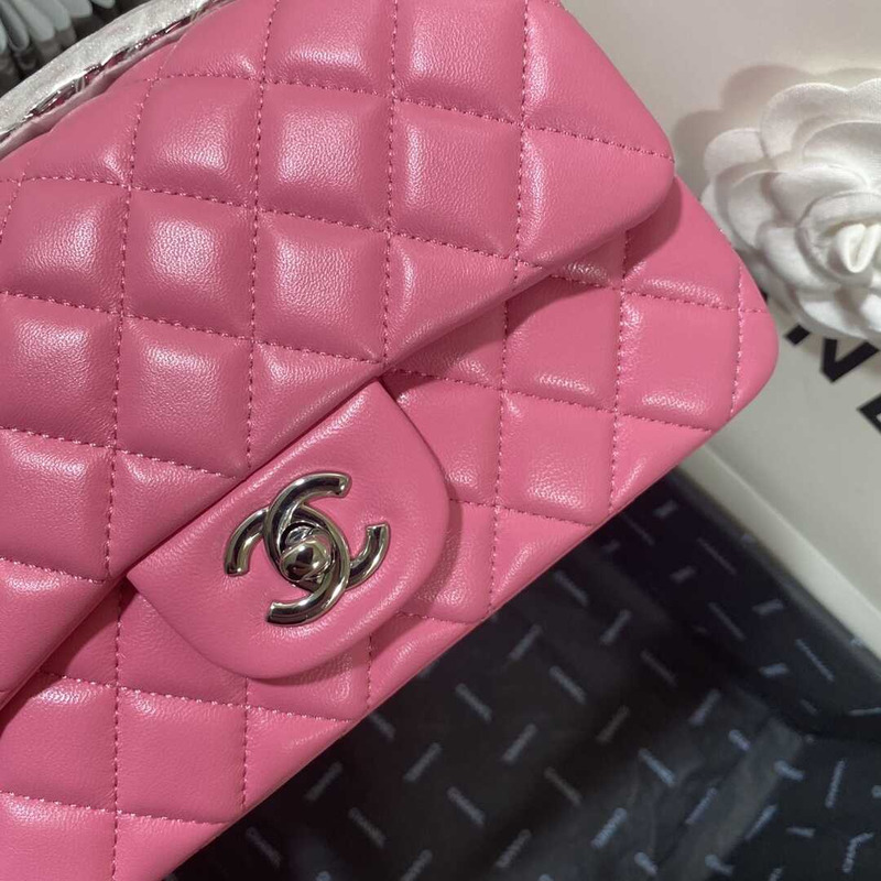 Ch*el classic flap mini  shoulder bag hot pink