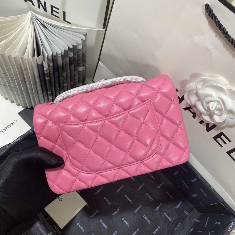 Ch*el classic flap mini  shoulder bag hot pink