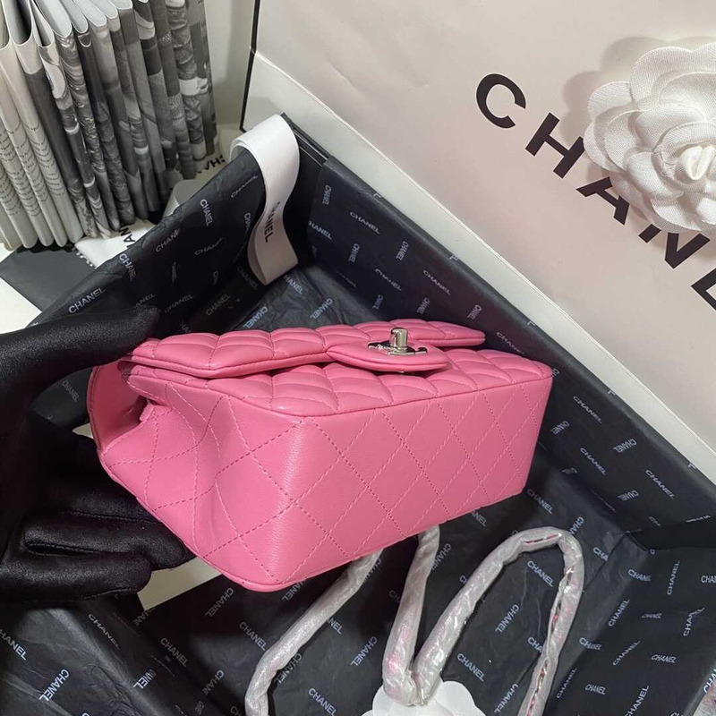 Ch*el classic flap mini  shoulder bag hot pink