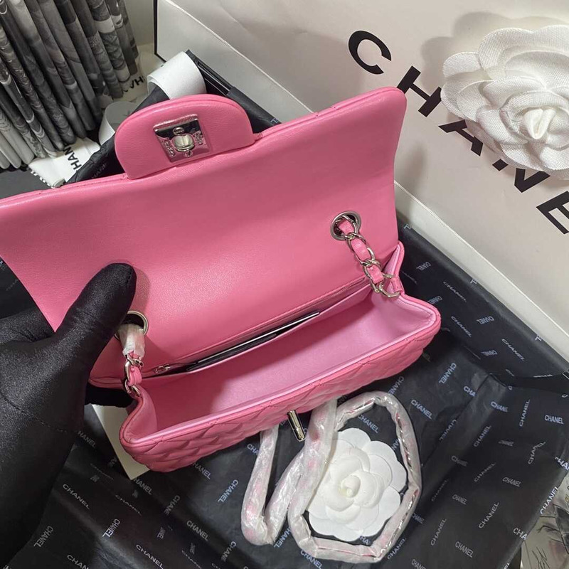 Ch*el classic flap mini  shoulder bag hot pink