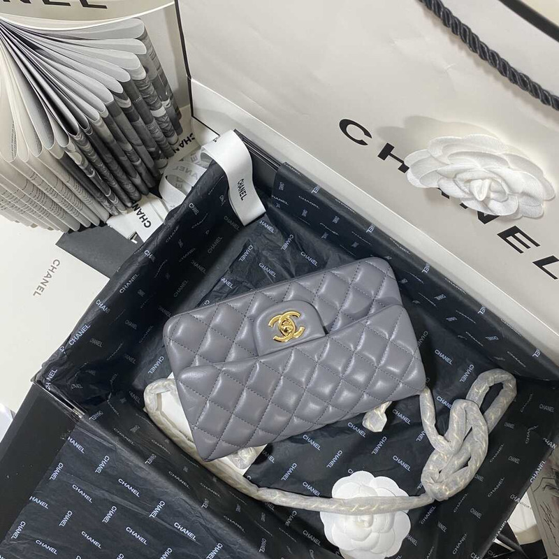 Ch*el classic flap mini shoulder bag gray